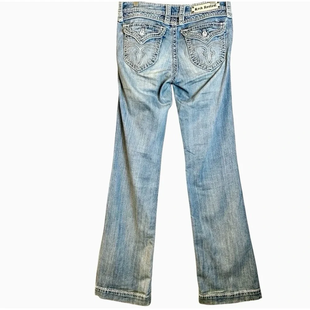 Rock Revival Womens 28 Elizabeth Wide Leg Jeans Cowgirl Rodeo (Missing Button)